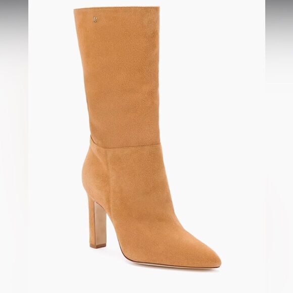 Larroudé Cindy 95MM Suede brown tan Boots size 9 like new condition - Picture 1 of 9